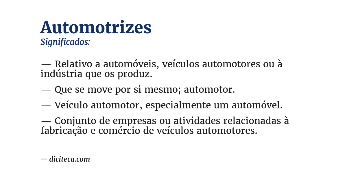 Significado de automotrizes