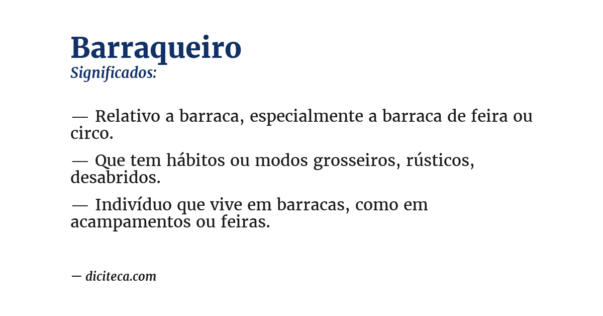 Significado de barraqueiro