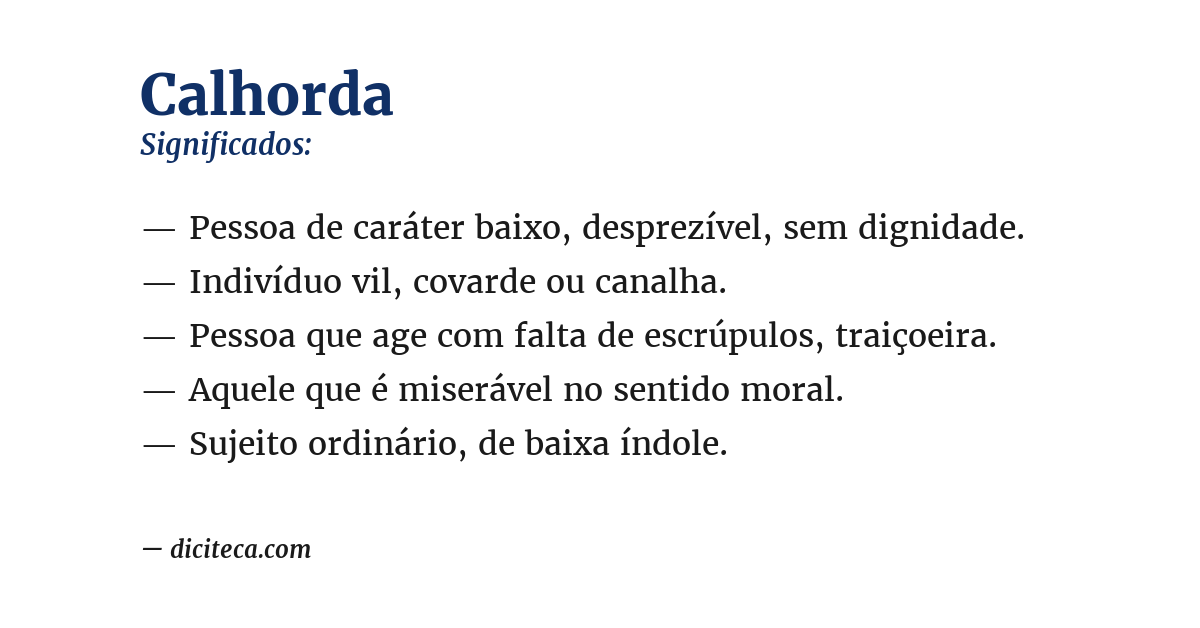 Significado de calhorda