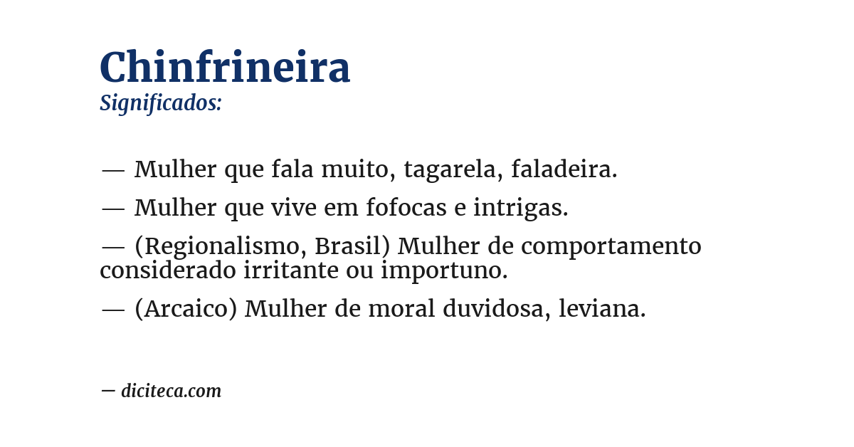 Significado de chinfrineira