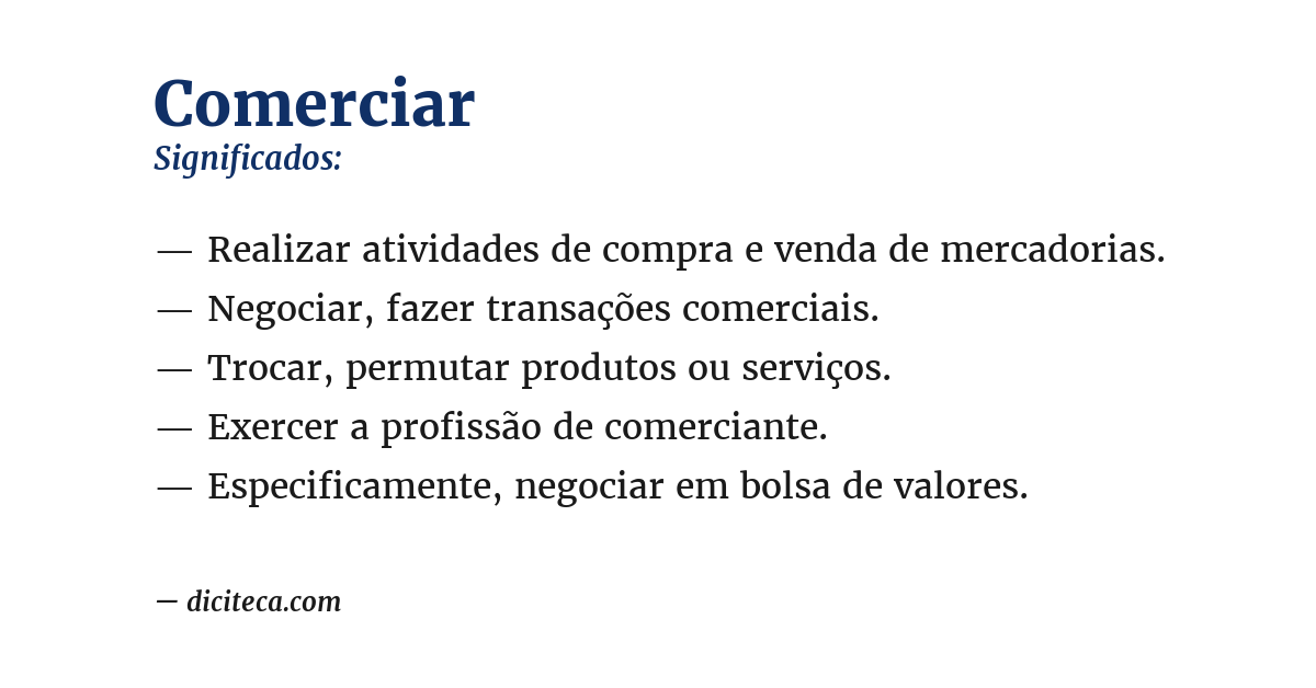 Significado de comerciar