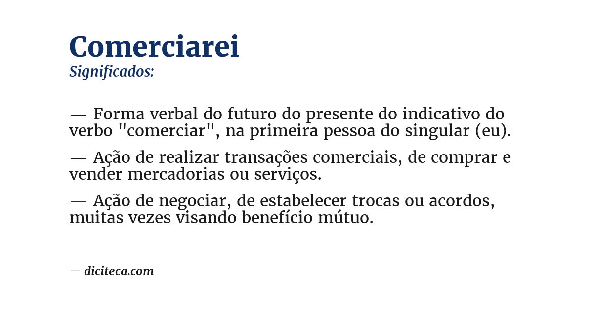 Significado de comerciarei