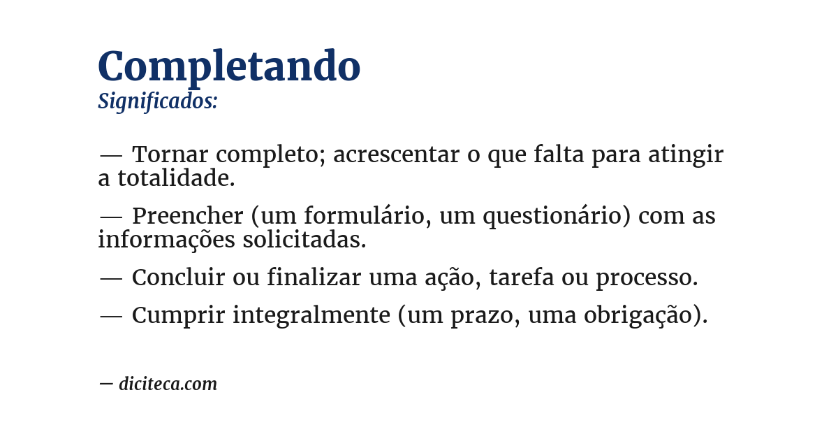 Significado de completando