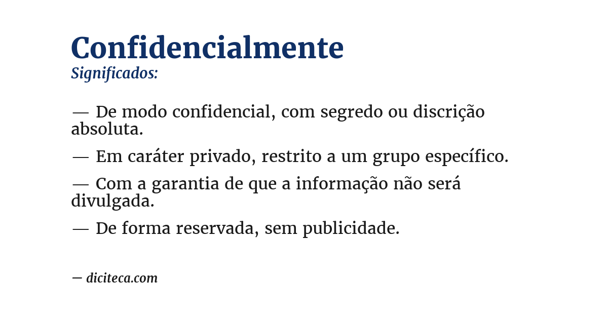 Significado de confidencialmente