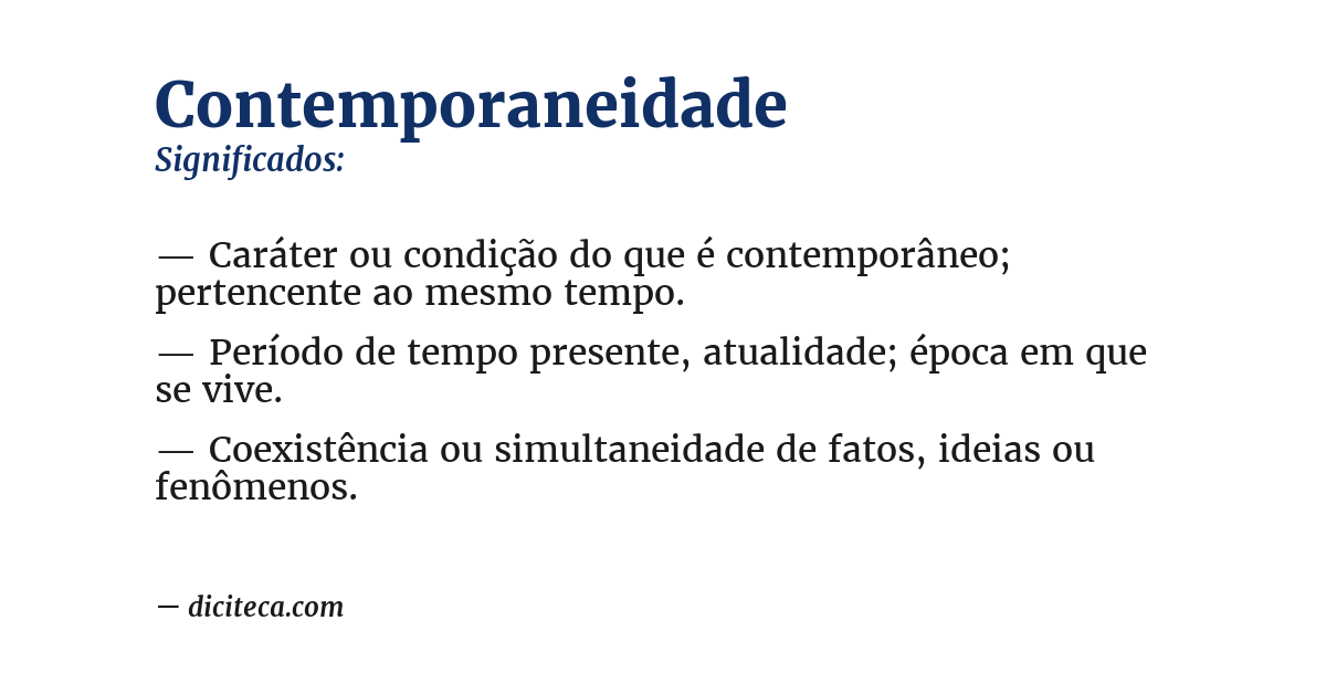 Significado de contemporaneidade