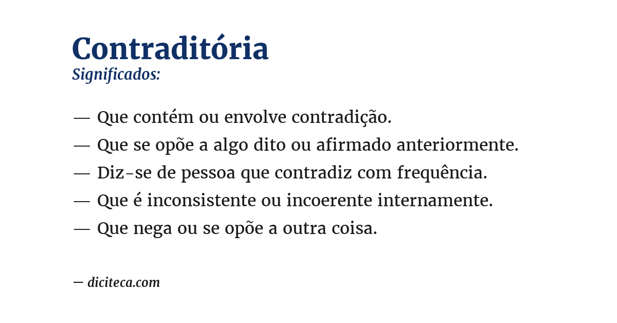 Significado de contraditória