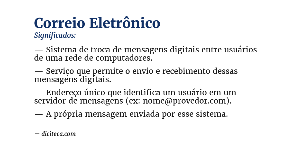 Significado de correio eletrônico