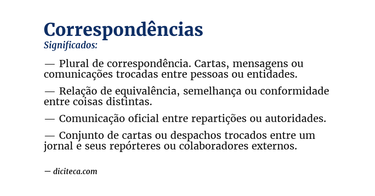 Significado de correspondências