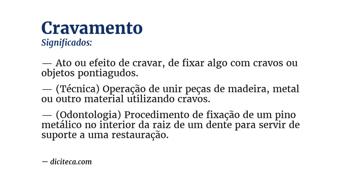 Significado de cravamento