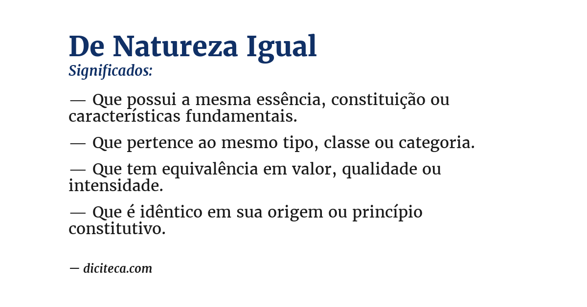 Significado de de natureza igual