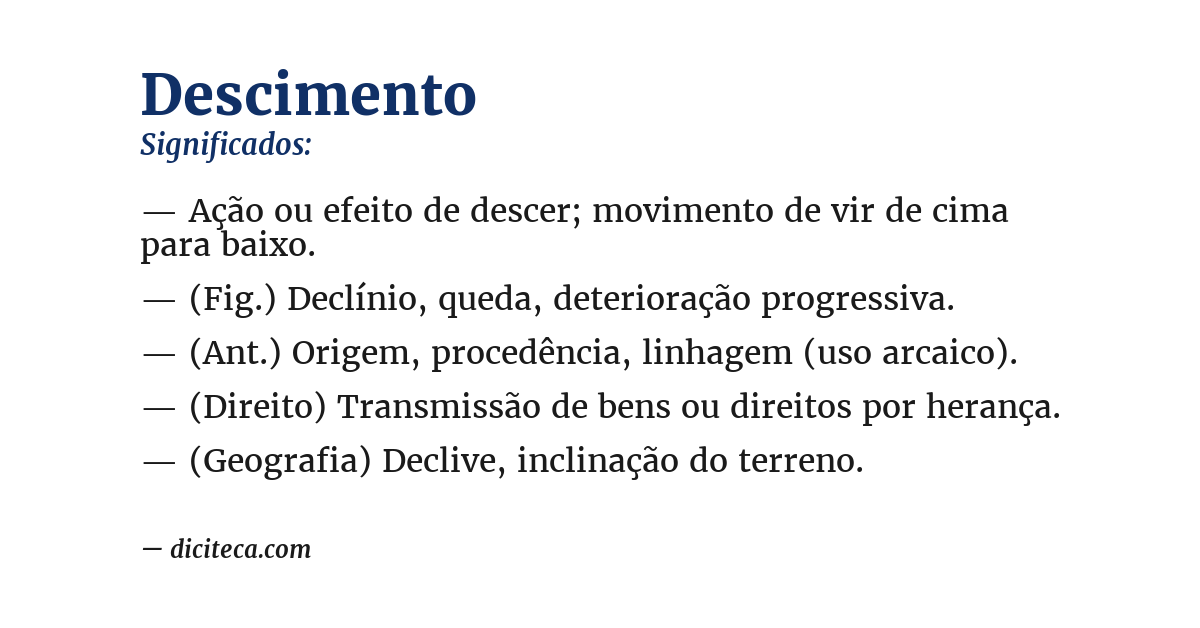 Significado de descimento