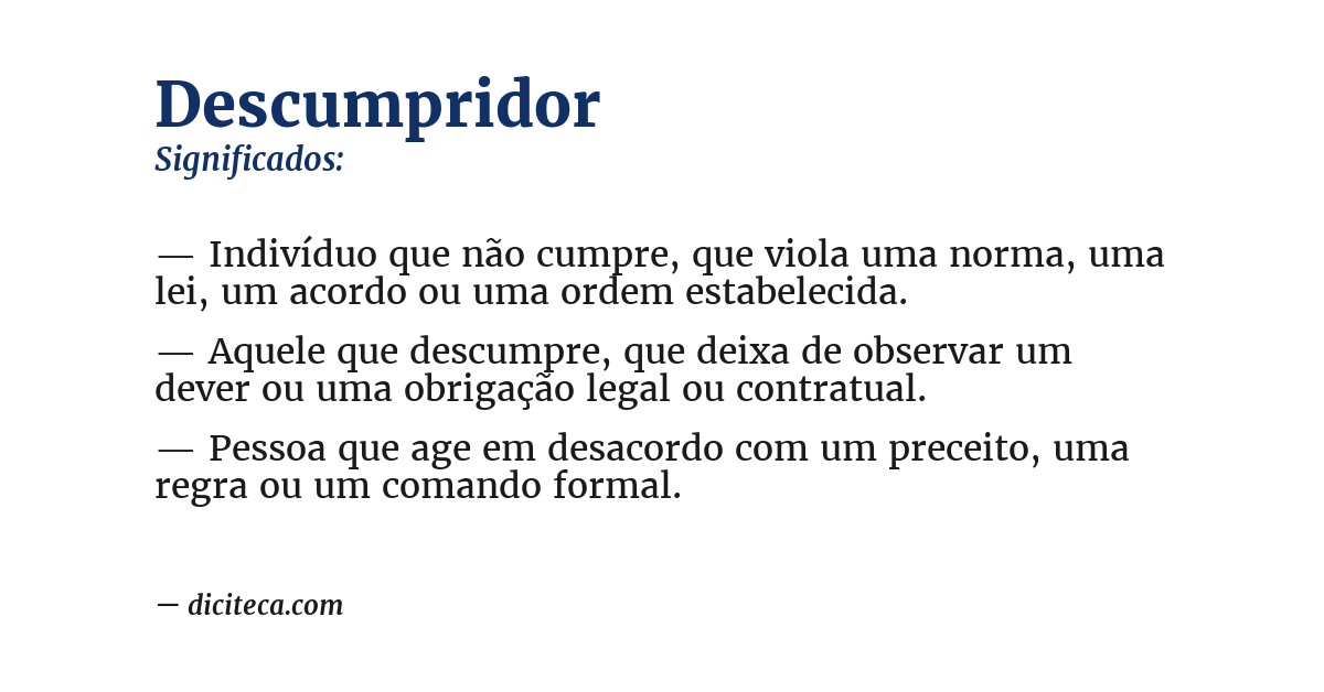 Significado de descumpridor
