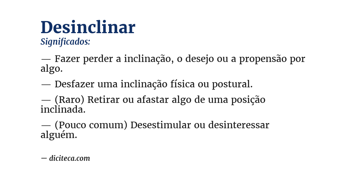Significado de desinclinar