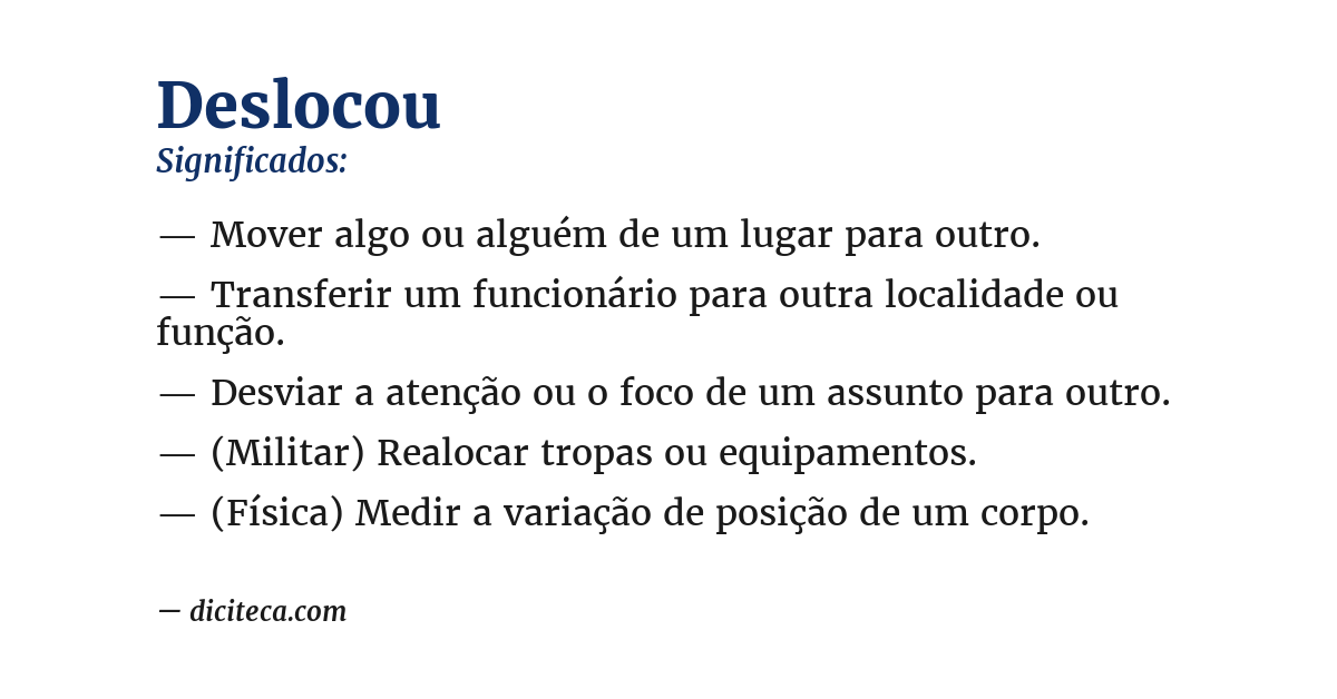 Significado de deslocou