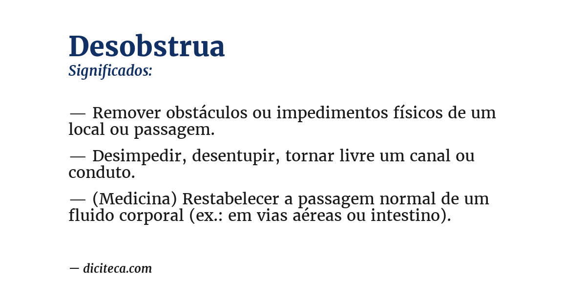 Significado de desobstrua