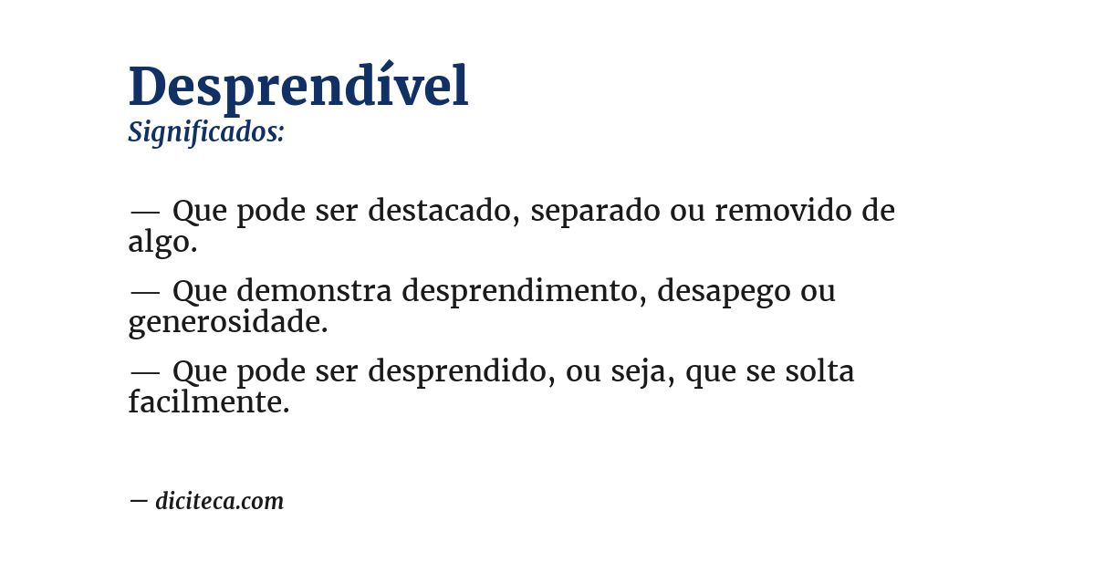 Significado de desprendível