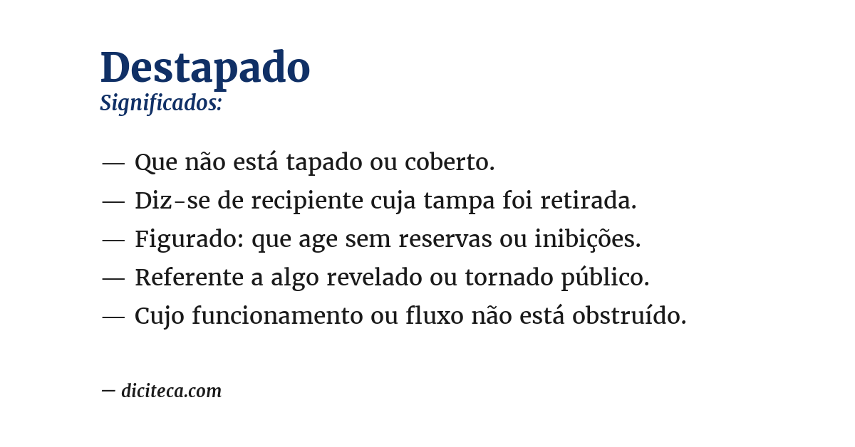 Significado de destapado