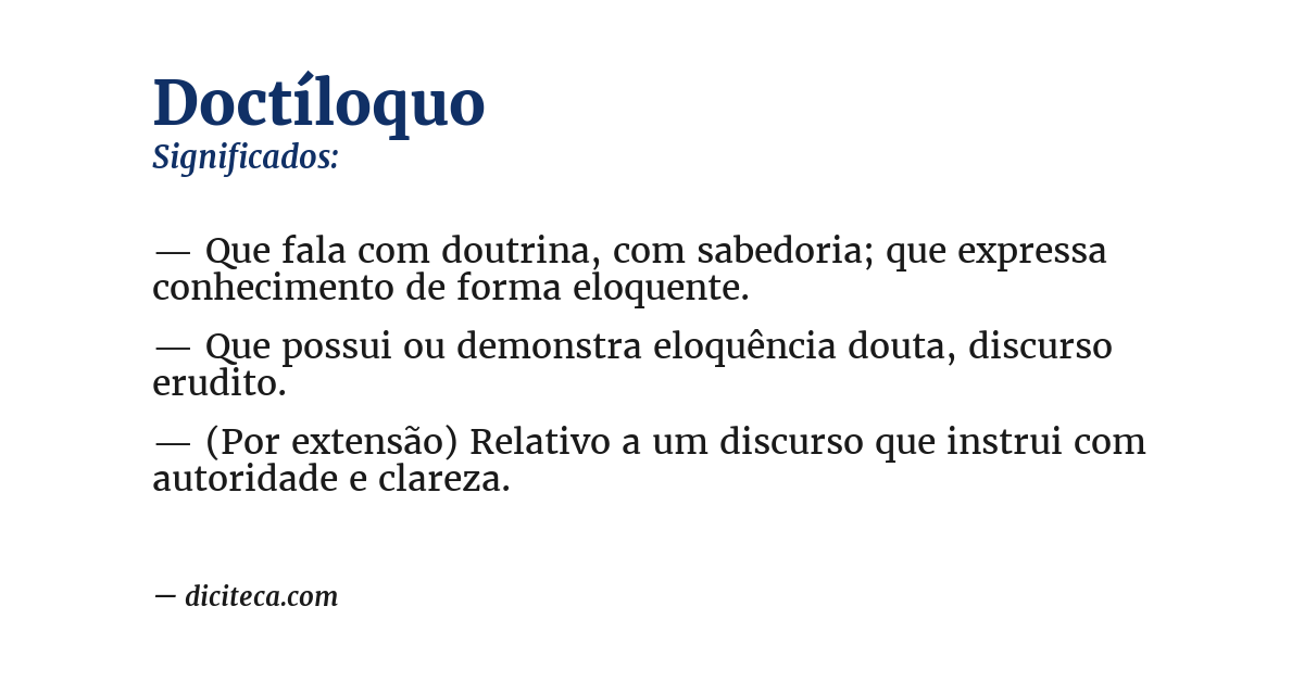 Significado de doctíloquo