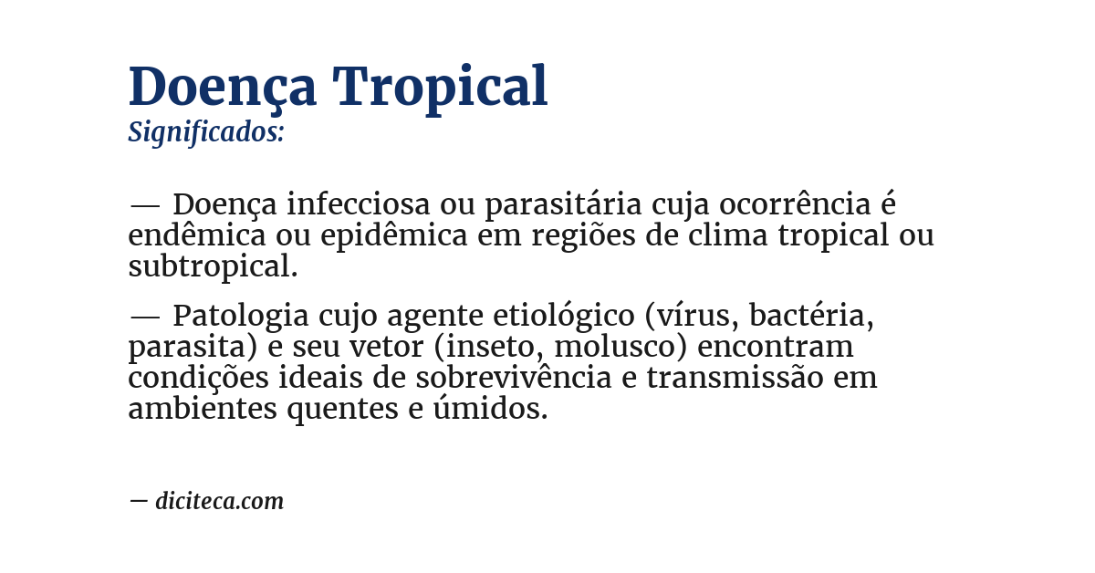 Significado de doença tropical