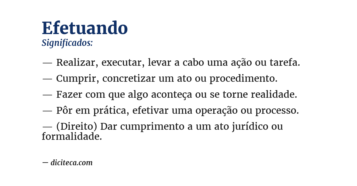 Significado de efetuando