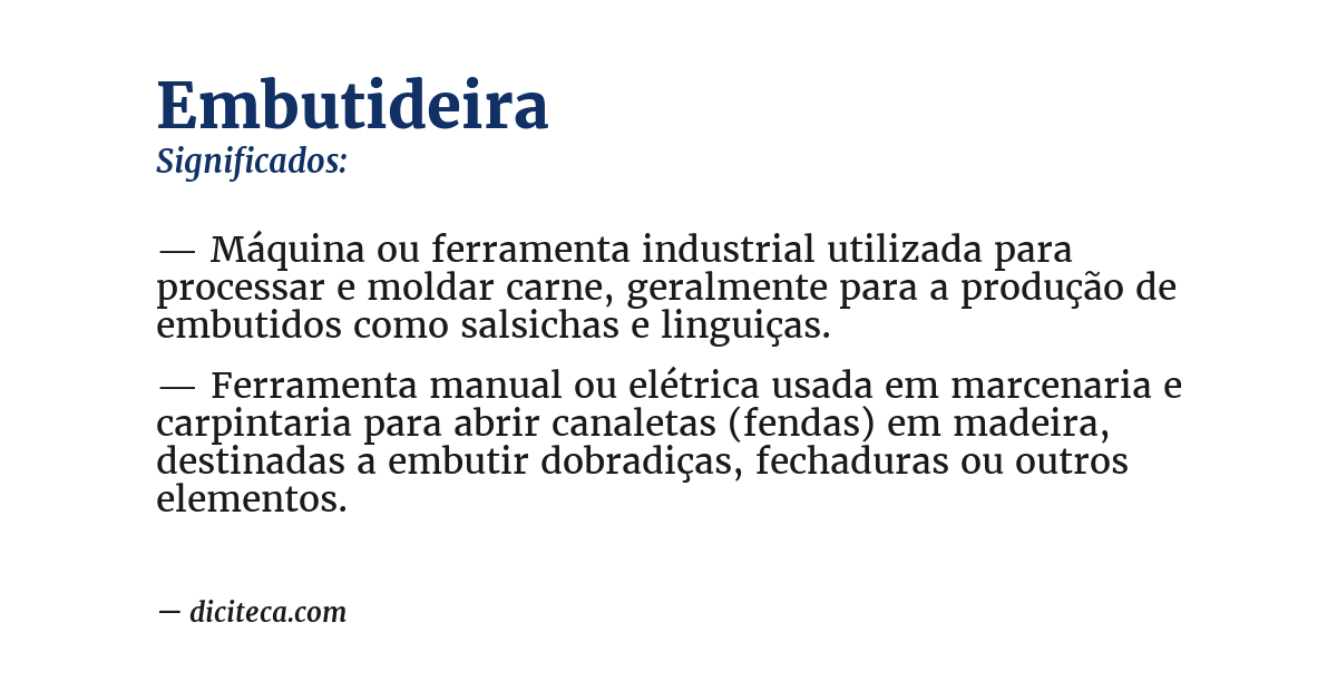 Significado de embutideira