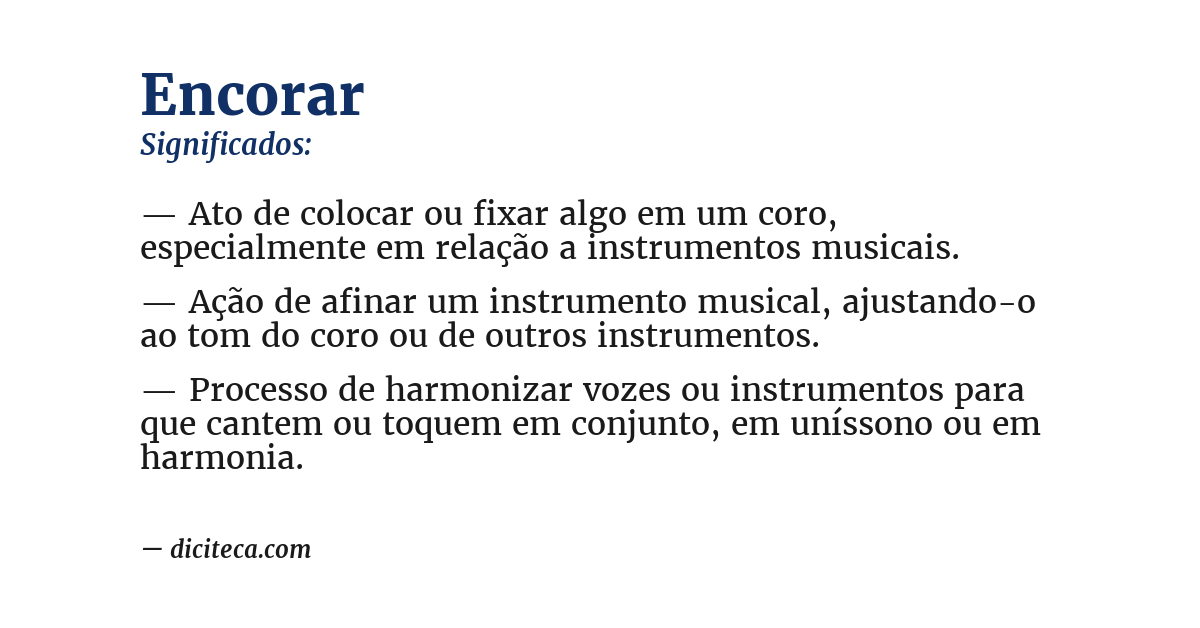 Significado de encorar