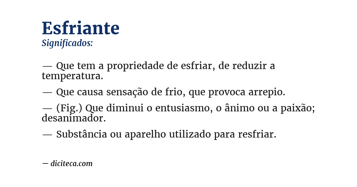 Significado de esfriante