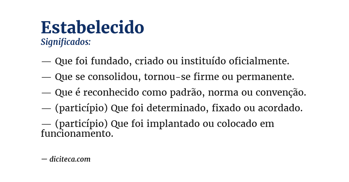 Significado de estabelecido