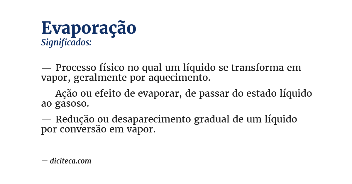Significado de evaporação
