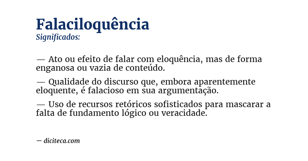 Significado de falaciloquência