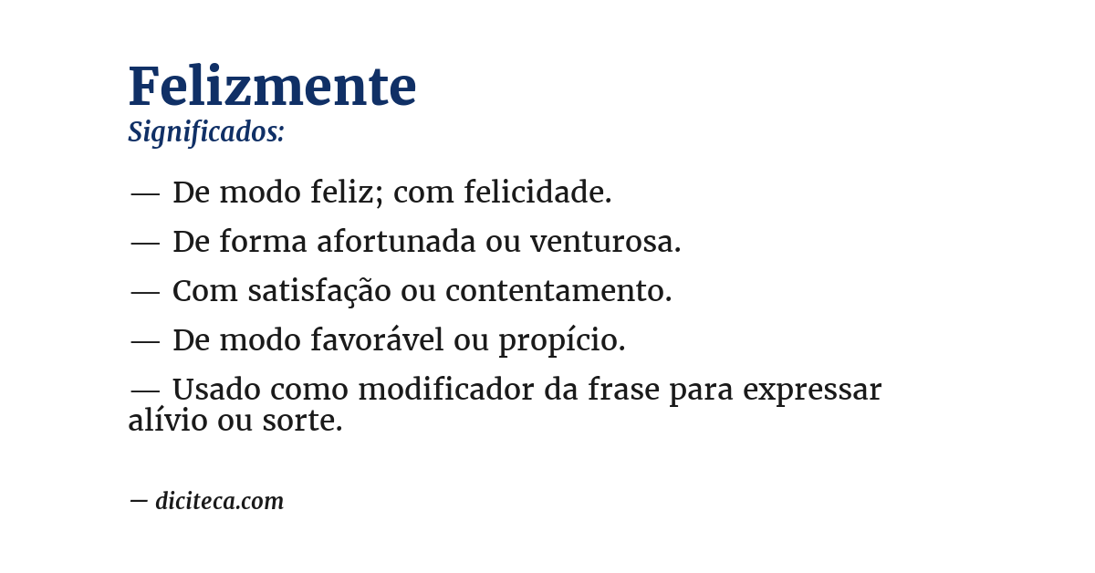 Significado de felizmente