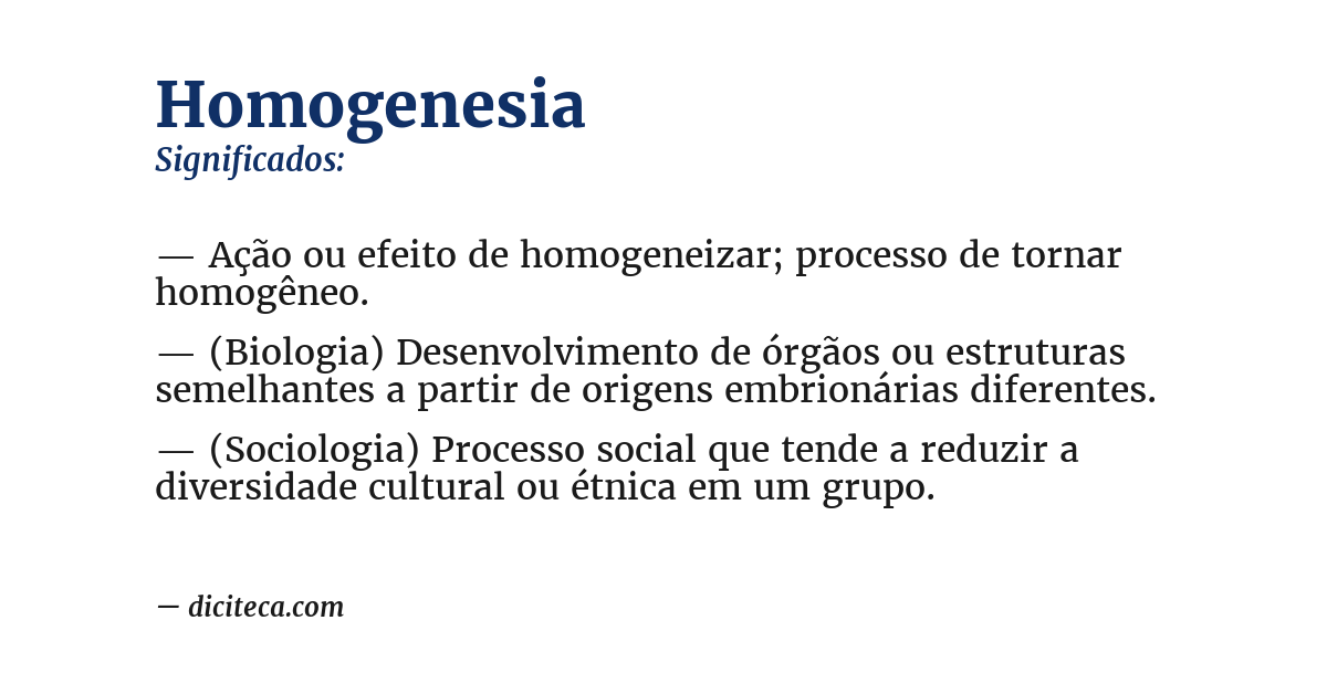 Significado de homogenesia