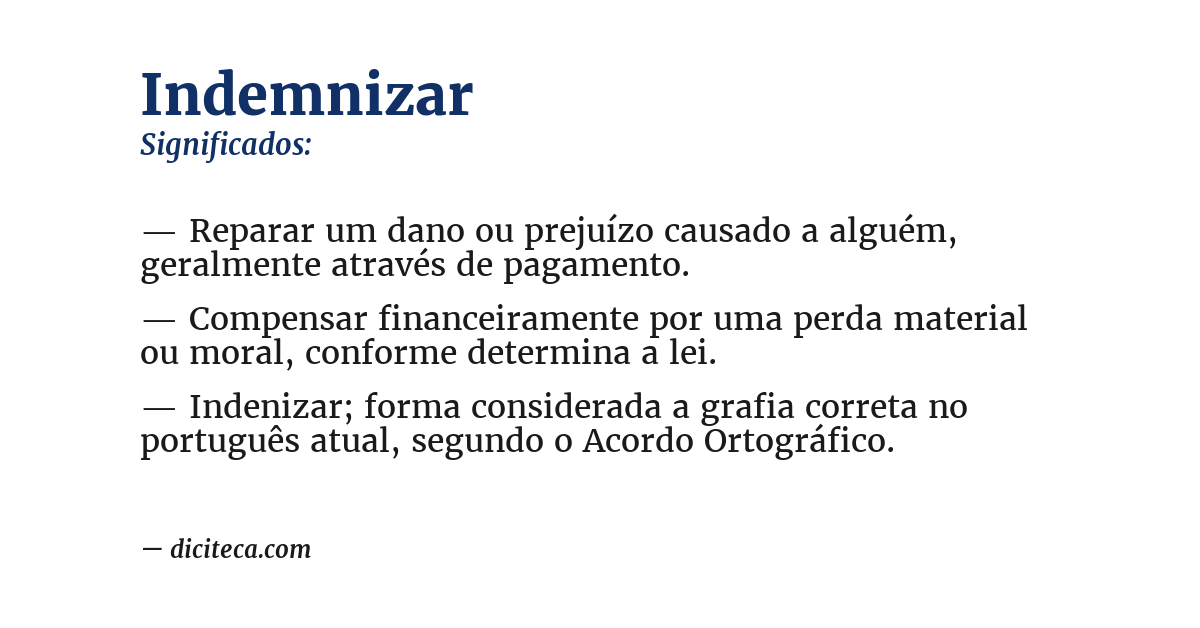 Significado de indemnizar