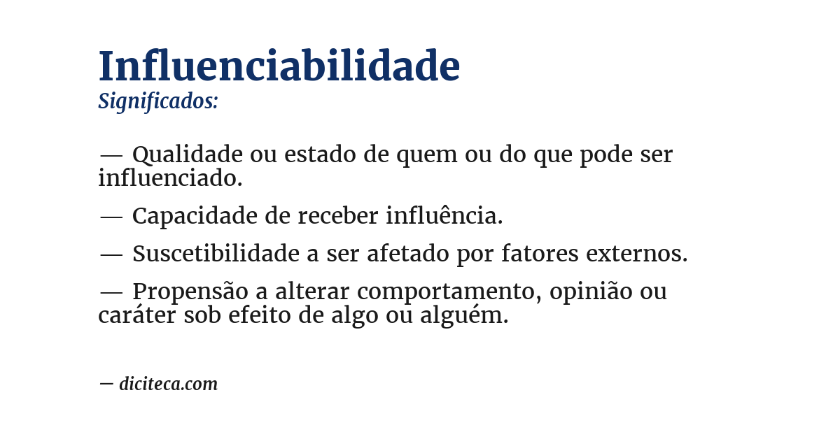 Significado de influenciabilidade