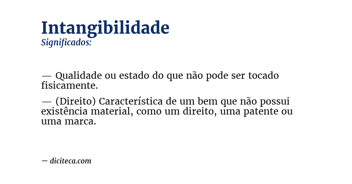 Significado de intangibilidade