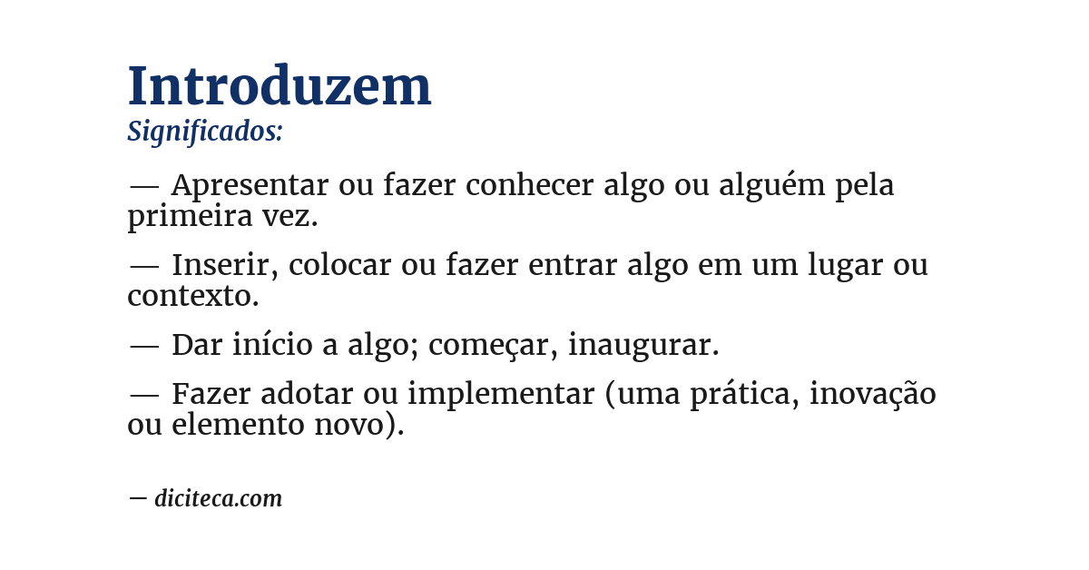 Significado de introduzem