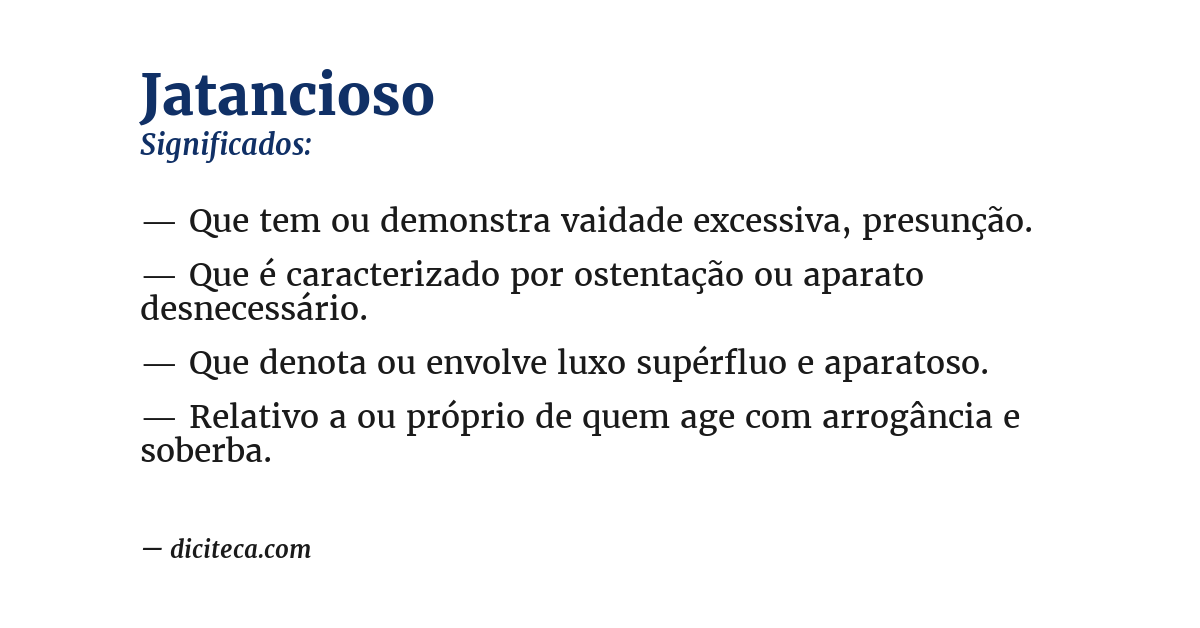 Significado de jatancioso