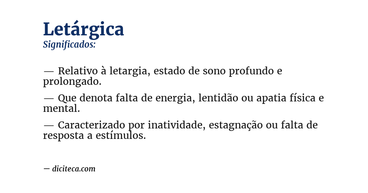 Significado de letárgica
