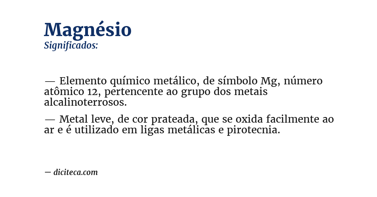 Significado de magnésio