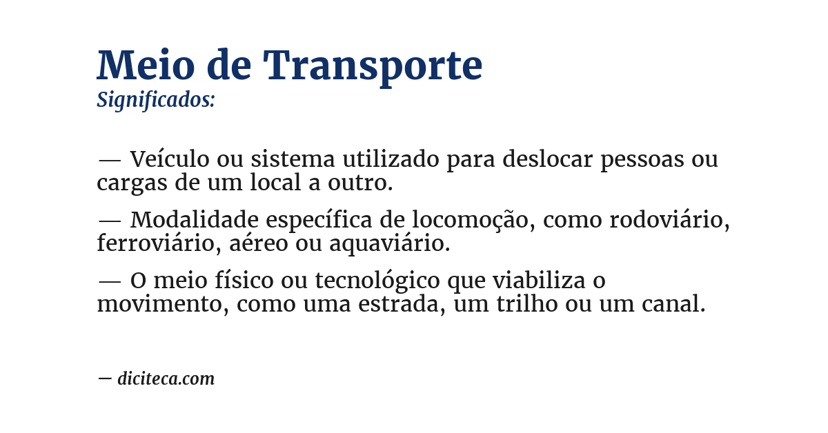 Significado de meio de transporte