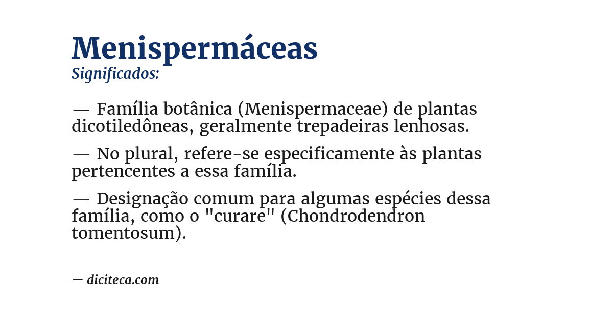 Significado de menispermáceas