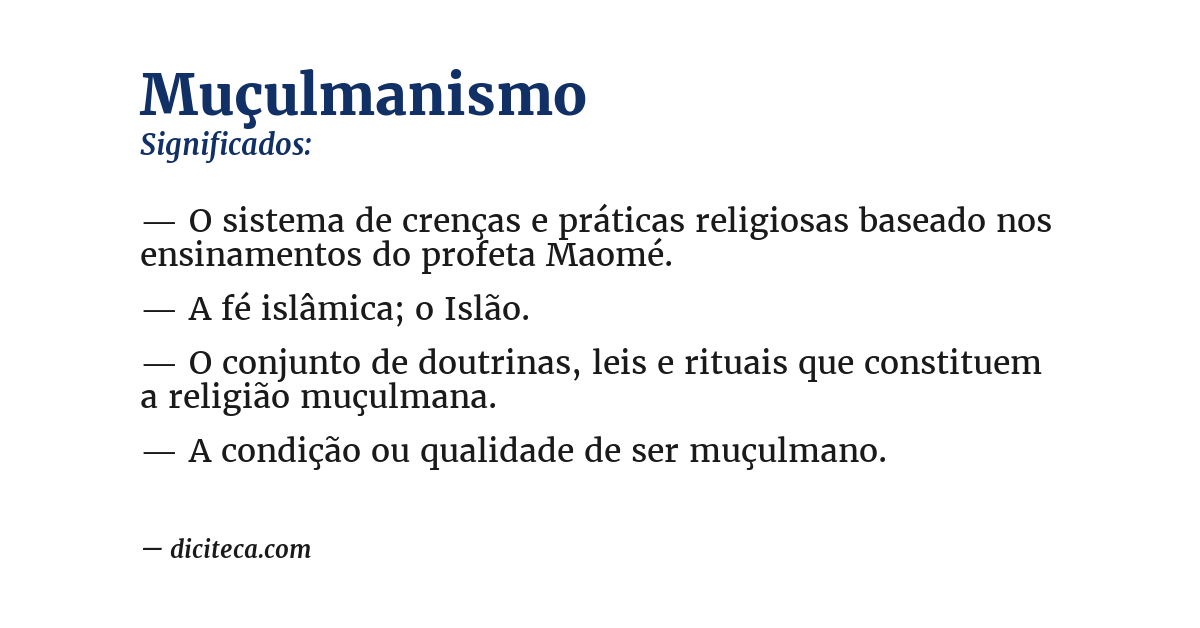 Significado de muçulmanismo