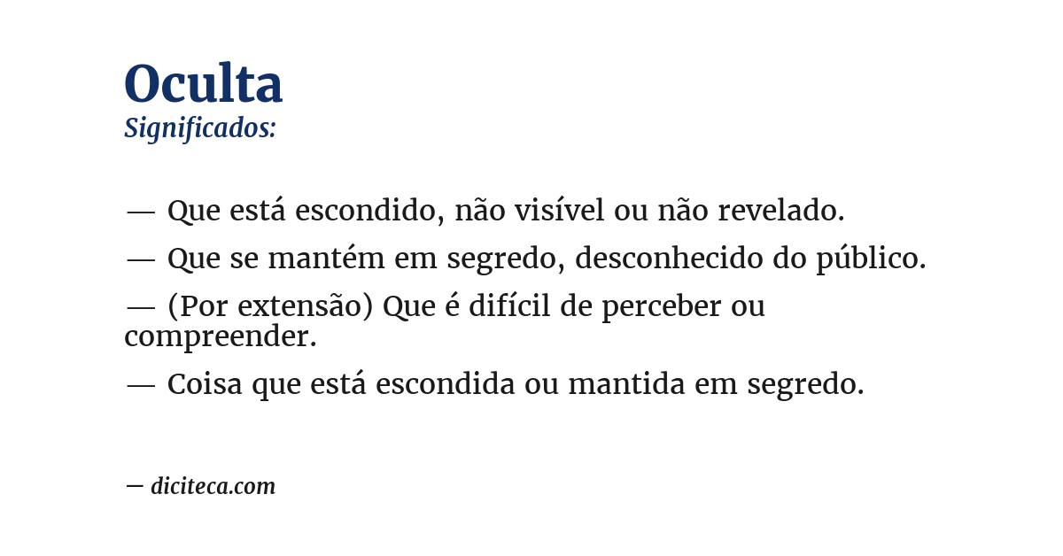 Significado de oculta