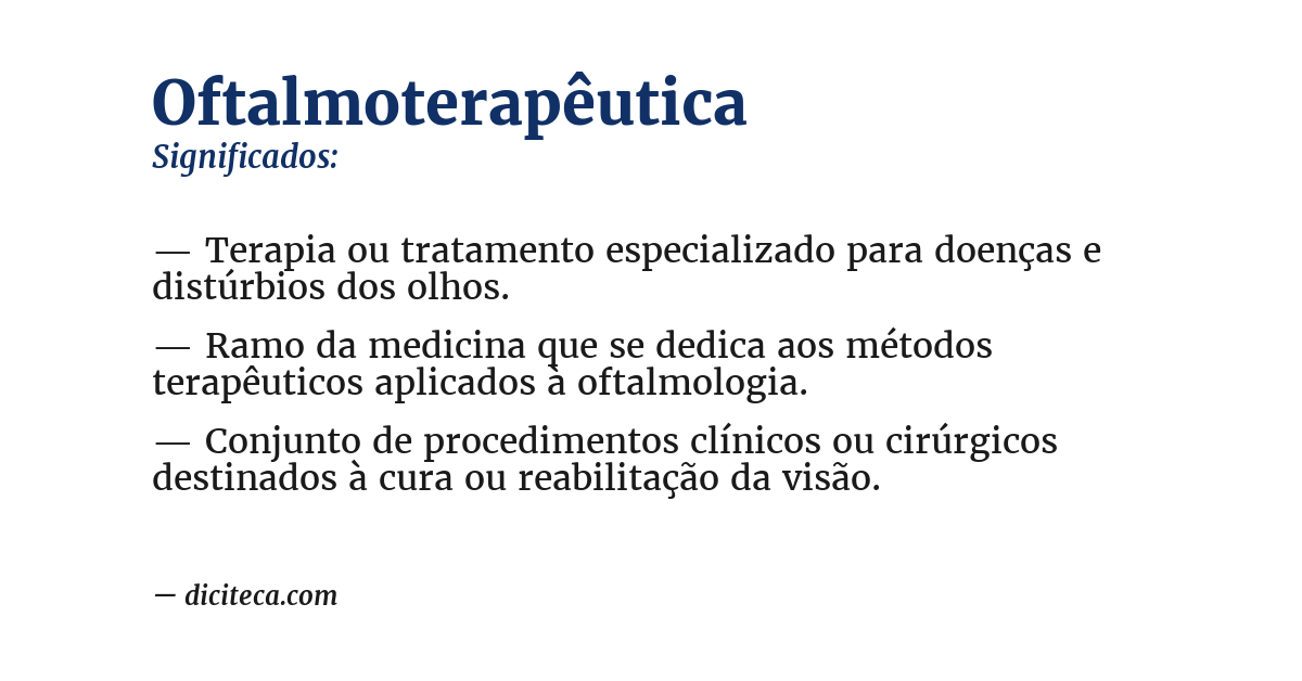 Significado de oftalmoterapêutica