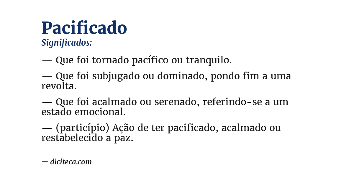 Significado de pacificado