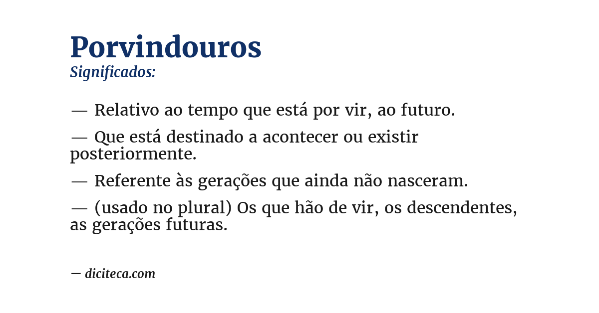 Significado de porvindouros