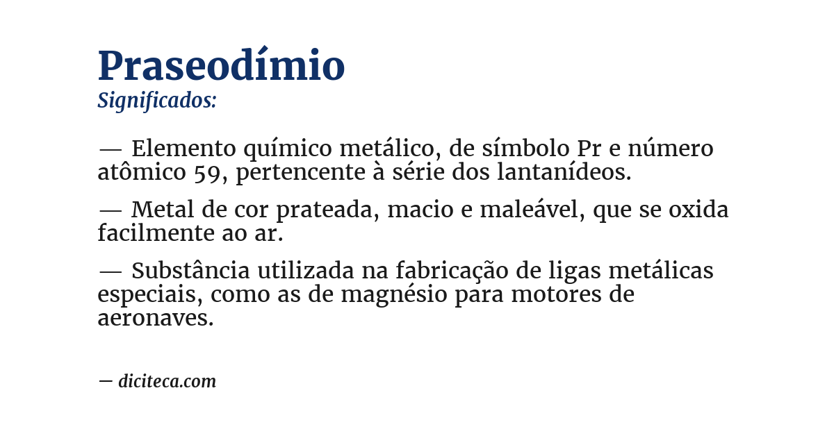 Significado de praseodímio
