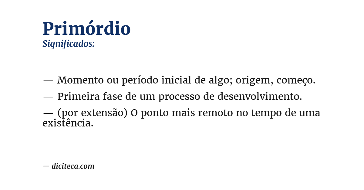 Significado de primórdio