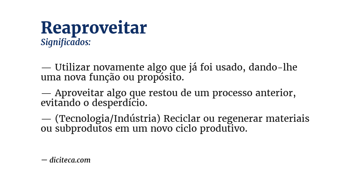 Significado de reaproveitar
