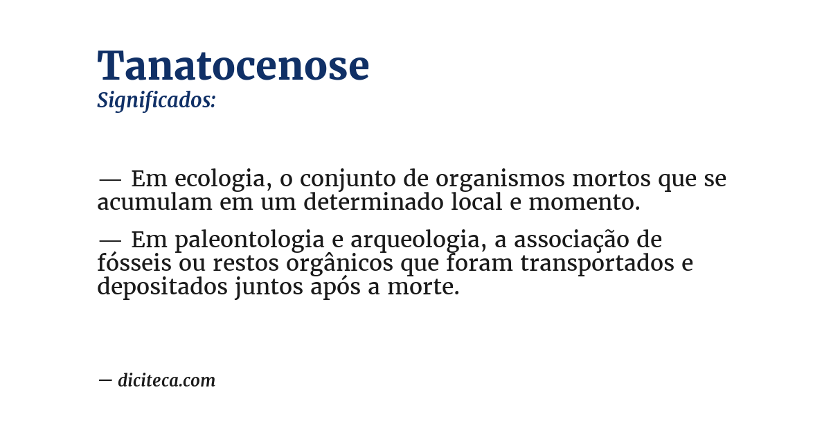 Significado de tanatocenose